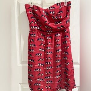 Judith March Vibrant Red Dress with Bird Motif Bird on a Wire Bluebird Birding